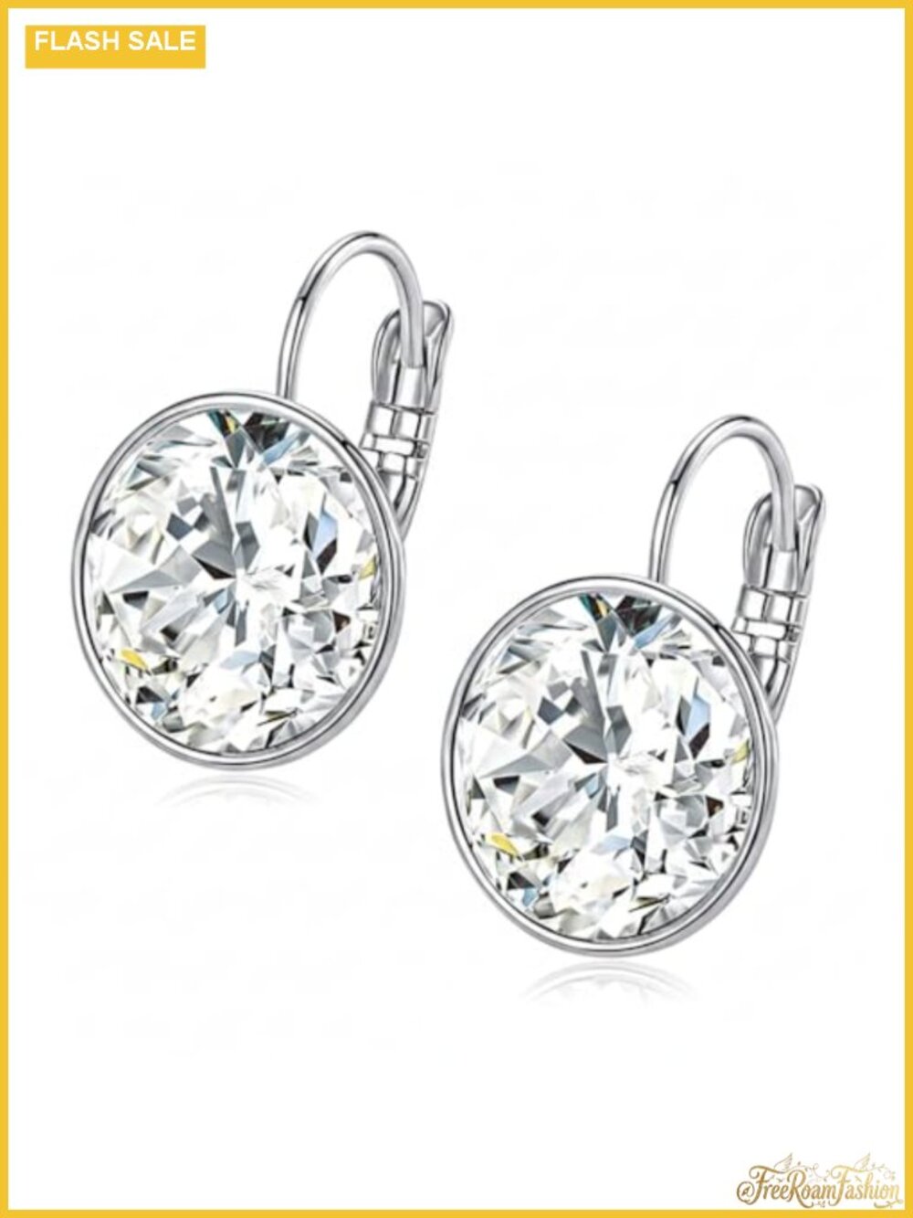 Crystal Drop Dangle Earrings 18K White Gold Plated Hypoallergenic Leverback